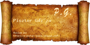 Piszter Géza névjegykártya