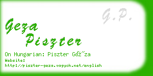 geza piszter business card